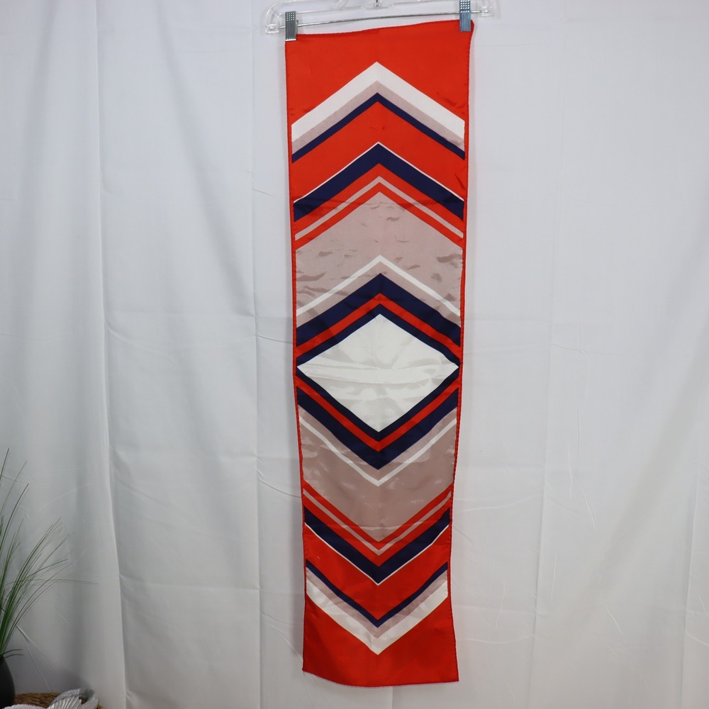 Unbranded Geometric Scarf OS Orange Womens Chevron Print Neck Accessory‎